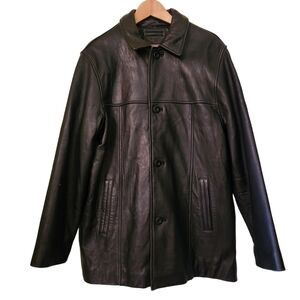 Britches black button-down Genuine  Leather long-sleeved jacket